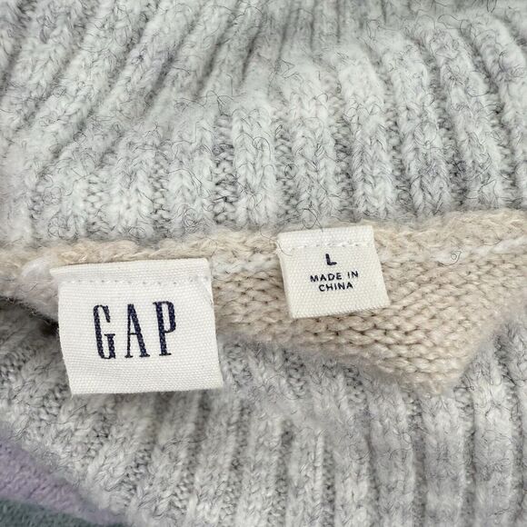 Gap Brushed Turtleneck Sweater Women L Striped Green Purple Relaxed Preppy Cozy - Picture 9 of 15